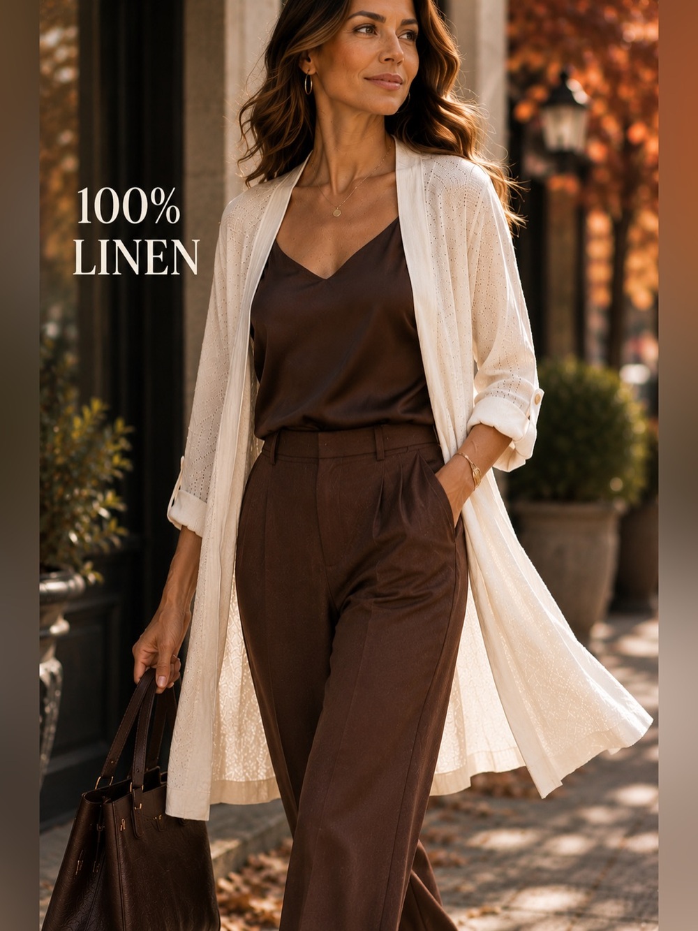 Talbots Petites 100% Linen Open Front Duster Cardigan – Ivory XL Petite